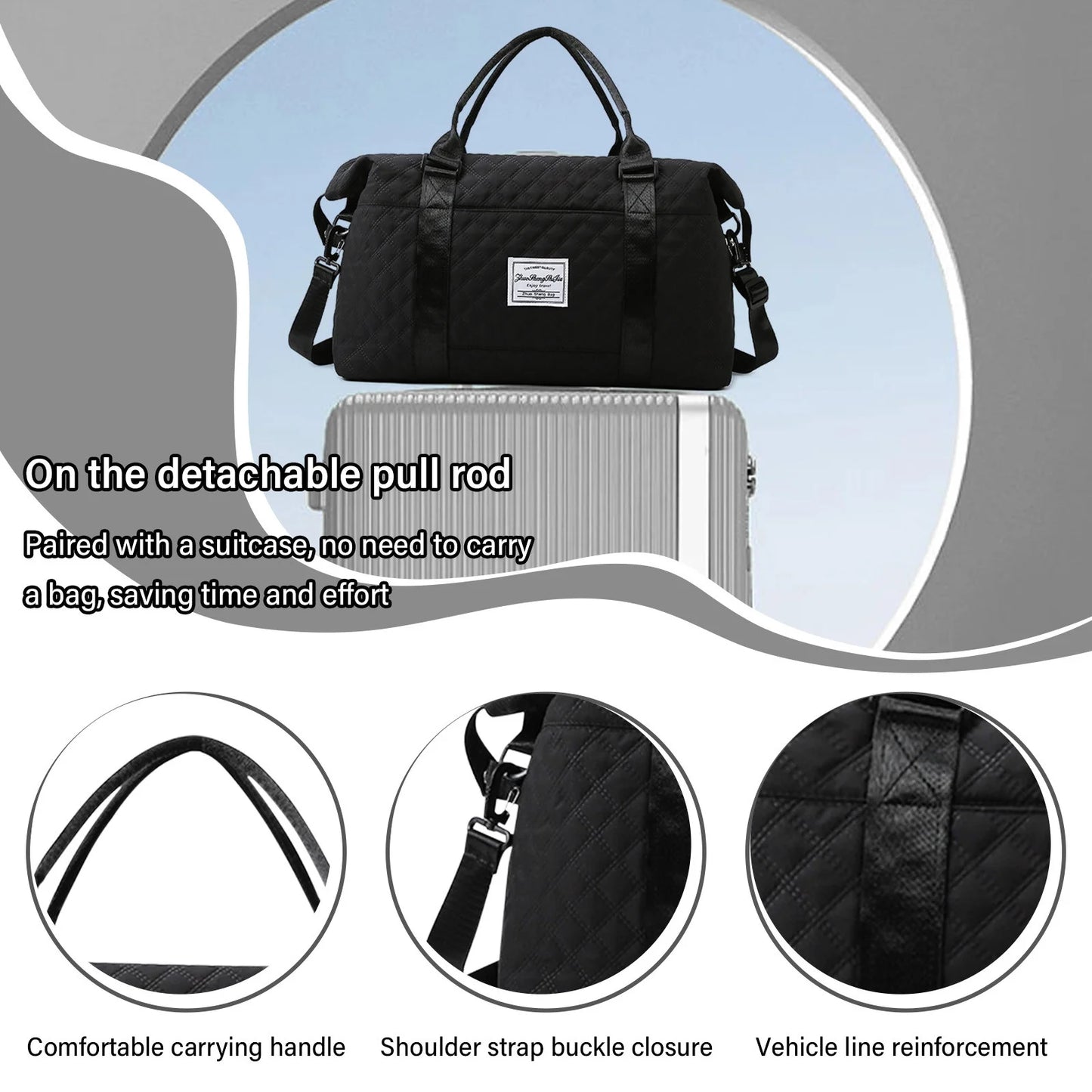 Back to School Savings! Travel Duffle Bag for Women Sport Gym Tote Bag with Toiletry Bag Large Carry on Overnight Bag for Women Girls Travel Gym Bag for Labor and Delivery Bag Black