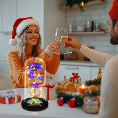 Birthday Gifts for Women,Flowers for Delivery Prime,Colorful Purple Light up Rose in a Glass Dome,Christmas Rose Gifts for Her Mom Women Wife Girl Grandma on Christmas Anniversary Valentines