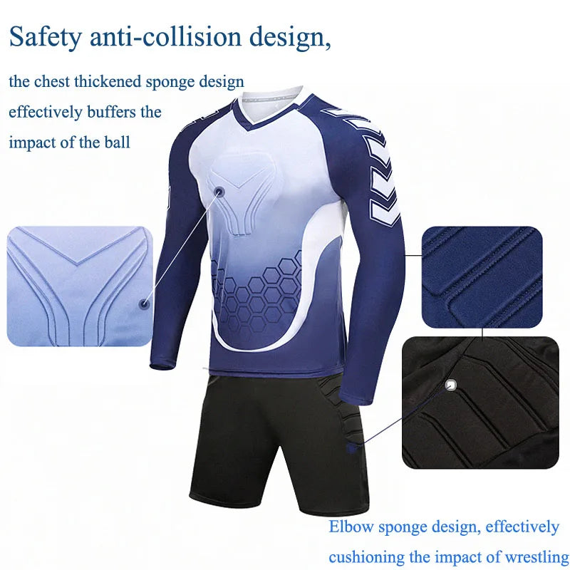 Professional Soccer Goalkeeper Uniforms Men Goalkeeper Jerseys Soccer Football Jerseys Set Training Custom Doorkeepers Thicken
