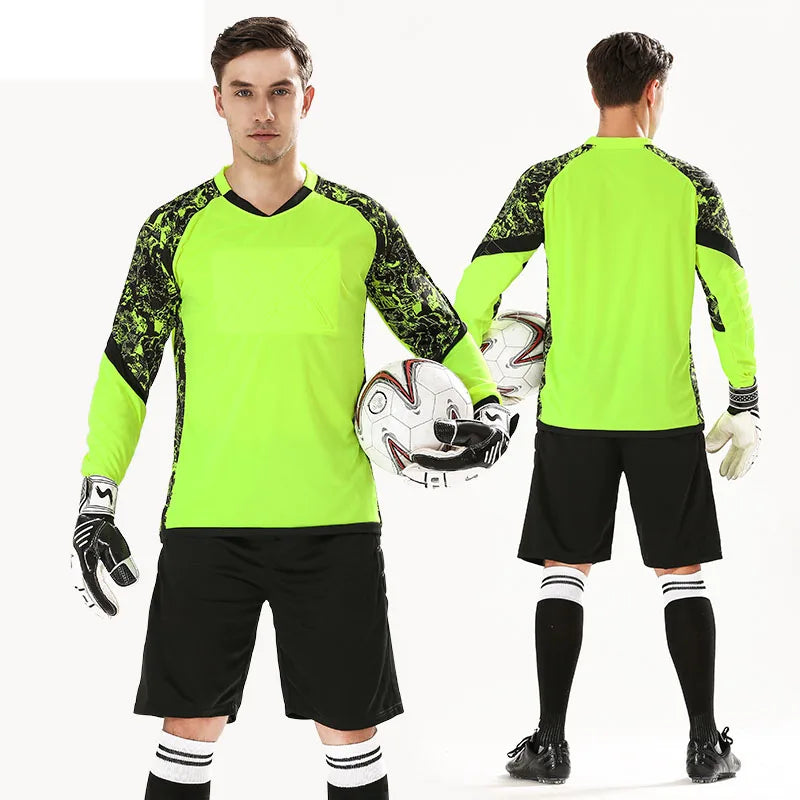 Professional Soccer Goalkeeper Uniforms Men Goalkeeper Jerseys Soccer Football Jerseys Set Training Custom Doorkeepers Thicken